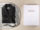 Casilin - Badjas Dames en Heren - Cadeau incl Luxe Geschenkdoos - Fleece & Katoen - Zwart - Maat XL