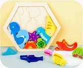 Houten Kinderpuzzel - Oceandieren - 12 stukjes - 18x16cm, Sinterklaas speelgoed Kerst Cadeau - Vanaf 3 jaar