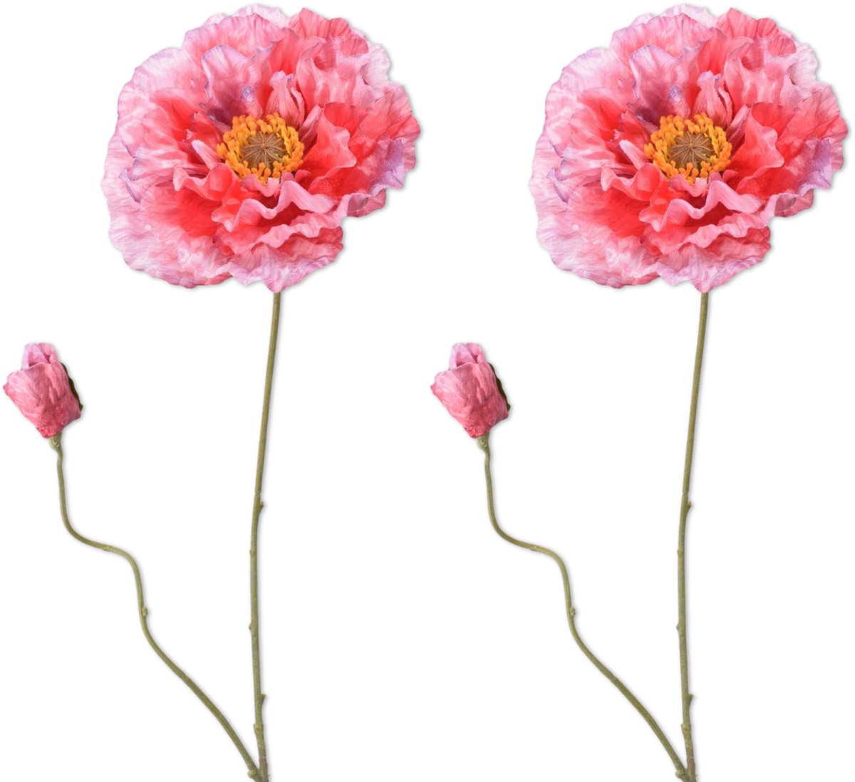 Viv! Home Luxuries Klaproos - 2 stuks - kunstbloem - roze - 75cm