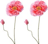 Viv! Home Luxuries Klaproos - 2 stuks - kunstbloem - roze - 75cm