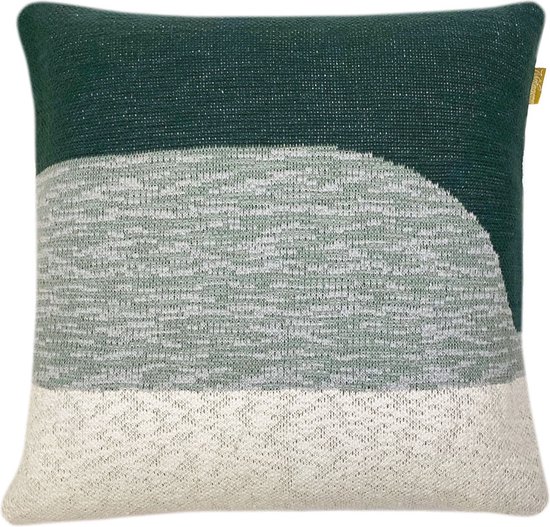Sunset knitted cushion green