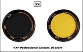 2x Set PXP Professional Colours schmink zwart en geel 30 gram - Schminken verjaardag feest festival thema feest