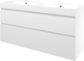 Proline Polystone Loft badmeubelset met wastafelonderkast asymmetrisch met 2 laden en mat witte wastafel zonder kraangaten 140 x 46 x 62 cm, mat wit