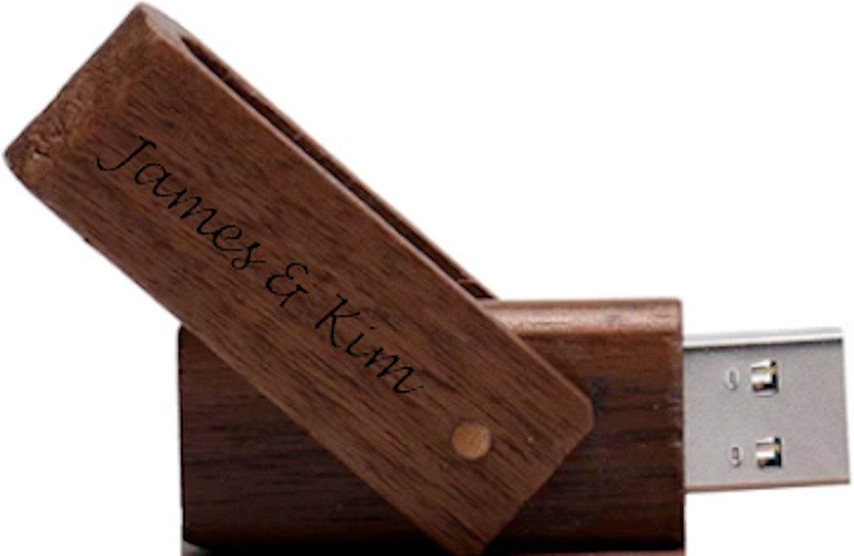 Walnoot hout uitklap usb stick gepersonaliseerd met uw naam , tekst of logo - 16gb