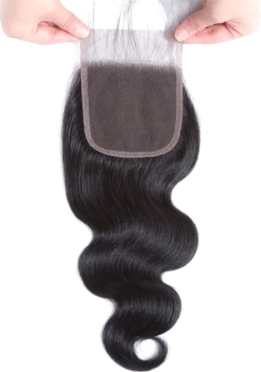 Frazimashop- Indian 100% Natuurlijke Human Hair 4*4 Closure Body Wave 18 inch,150% Density