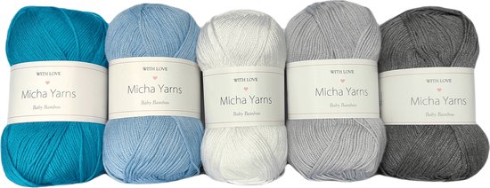 Bollen Bundel - 70% bamboe 30% katoen haakgaren - 5 bollen pakket - 5 x 50gram - Ocean (003) - Baby Bamboo - Micha Yarns