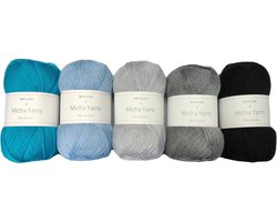 Bollen Bundel - 70% bamboe 30% katoen haakgaren - 5 bollen pakket - 5 x 50gram - Deep Blue (008) - Baby Bamboo - Micha Yarns