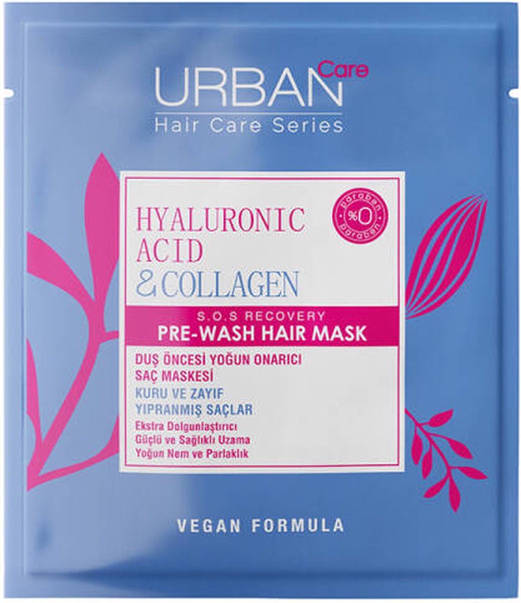 URBAN CARE Hyaluronic Acid &Collagen S.O.S recoverypre-Hairmask 50ML