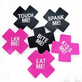 LekkerStout® Tepelstickers Met Sexy Teksten | Festivals & Pride | 6 Paar | Roze-Zwart | Nice Suprise