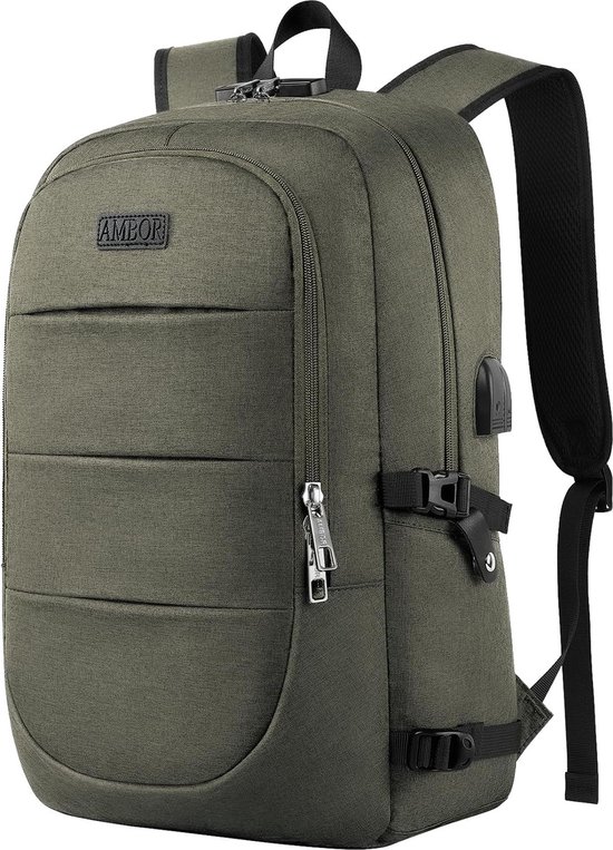 SUPACOOL lichtgewicht laptop rugzak, rugzak met usb-oplaadpoort, casual