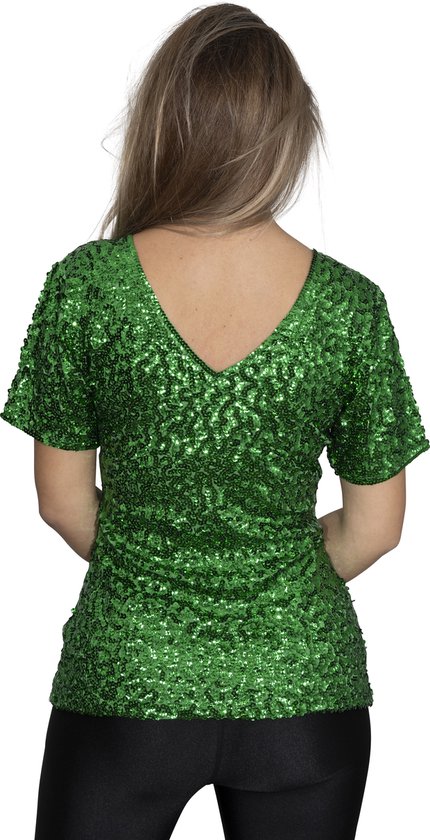 Top à sequins - chemise - Vert - Taille S/M - Taille 36/38/40 - Disco