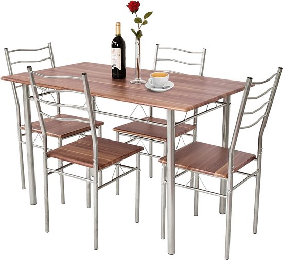 Eettafel set Grand Grijs 120 x 75 cm Set van 6 Vicco | Grijs | Eettafel met 6 stoelen | 406673133879506