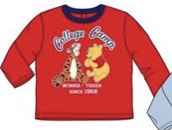 Disney Winnie The Pooh Baby Shirt - Lange Mouw - Rood - Maat 86 (Tot 24 Maanden)