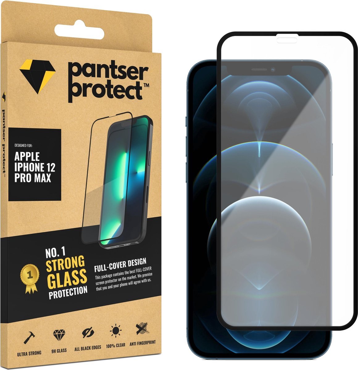 Pantser Protect™ Glass Screenprotector Geschikt voor iPhone 12 Pro Max - Case Friendly - Premium Pantserglas - Glazen Screen Protector