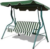 3 persoons terras schommel luifel hangmat met stalen kader, verstelbare luifel, weerbestendige polyester stof, gewatteerd kussen, veranda zweefvliegtuig voor tuin, terras, zwembad (Groen)