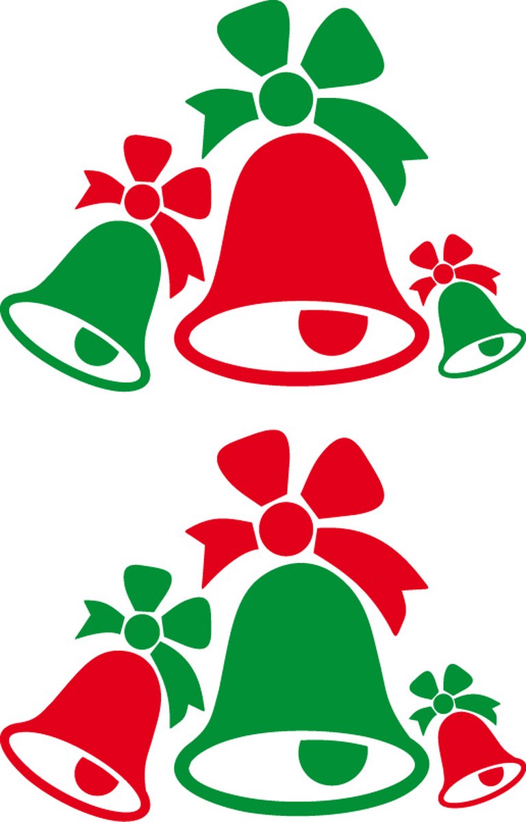Raamstickers 'Kerstklokken' - statisch hechtend - 195 x 295 mm - groen/rood