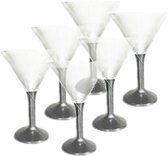 DID Martini/Cocktailglazen - 6x stuks - transparant/zwart - kunststof - 165 ml