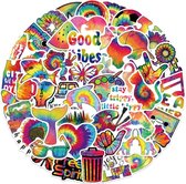 Tie Dye VSCO stickers - 50 stuks - Stickers voor Laptop, Telefoon, Agenda etc. - Hippie/Regenboog/Liefde
