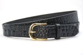 Take-it 3 cm riem zwart kroko gouden gesp - 100 % leder - zwarte riem met kroko print - taillemaat 95 - totale lengte riem 110 cm