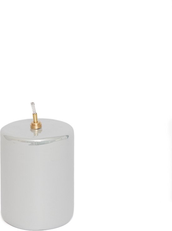 WinQ! - Olielamp cilinder 7,5x10cm en 7,5x13,5cm glas parelmoer wit glanzend - set à 2stuks - Ideale vervanging voor kaarsen incl. lont en trechter — afbeelding 3