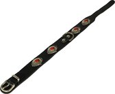 Dutchiz Treasure Zwart Luxe Leren Halsband met bruine steentjes voor de hond maat XL 61,5 cm in NL handgemaakt