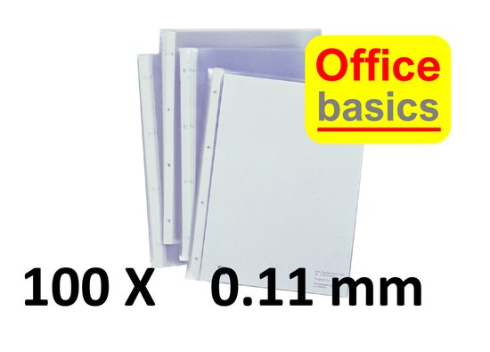 100 x showtas Office Basics - 4 gaats - 0,11mm extra stevig - PP - glad