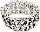 Armband -Tibetaanse look -stretch -zilverkleur -19 cm- Charme Bijoux