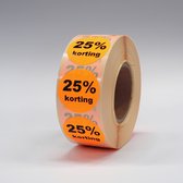 25% Korting stickers op rol - 1000 per rol - 35mm oranje