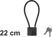 Boxus - Câble antivol avec 2 clés - Câble de 22 cm de long pour fermer les portes, vélos, clôtures, rangements, armoires et pistolets ou fusils - Serrure à support haut et long avec câble - Zwart