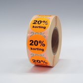20% Korting stickers op rol - 1000 per rol - 35mm oranje