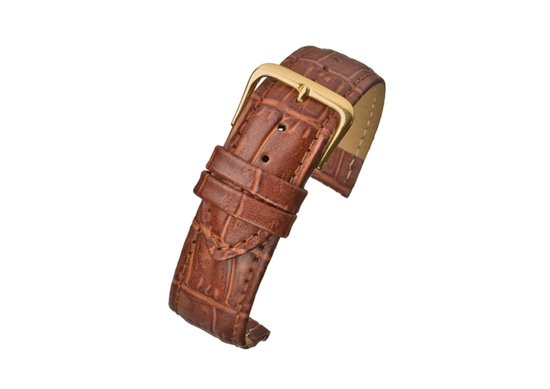 Horlogeband-horlogebandje-12mm-echt leer-lbs-bruin-gevuld-croco-zacht-goudkleurige gesp-leer-12 mm