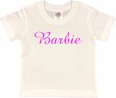 Barbie T-shirt wit met FLUOR pink Opdruk (maat 146/152)