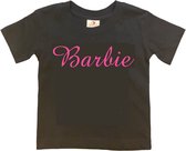 Barbie T-shirt zwart met roze Opdruk (maat 110/116)