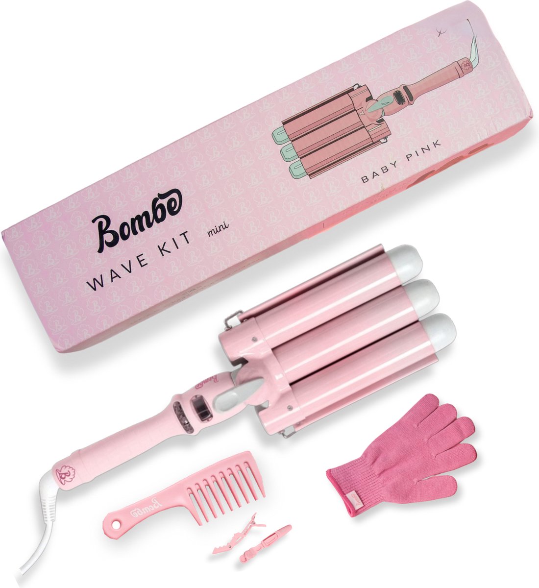 Bombé waver - Wafeltang - Wave Krultang - Wavertang - 25mm Baby Pink - Bombé