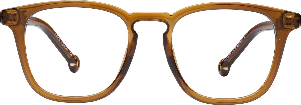 ™Monkeyglasses Alex 07 Shiny brown BLC + 3,0 - Leesbril - Blauw Licht Bril - 100% Upcycled - Danish Design