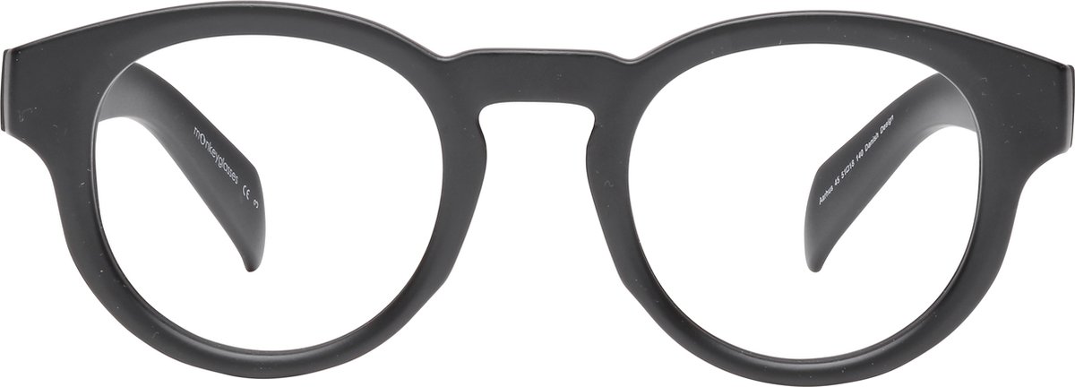 ™Monkeyglasses Aarhus 45 Matt Black BLC + 1,0 - Leesbril - Blauw Licht Bril - 100% Upcycled - Danish Design