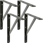 AMIG Support d'étagère/support d'étagère en métal - 4x - peint en noir - H600 x L375 mm - supports d'étagère - jusqu'à 150 kg