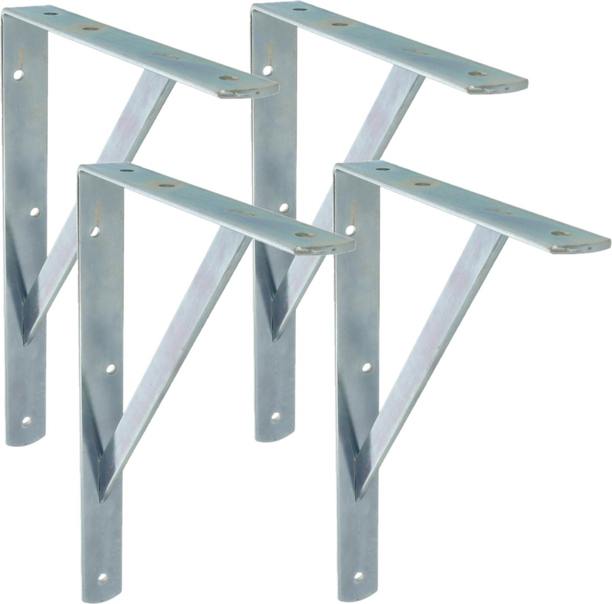 AMIG Plankdrager/planksteun van metaal - 4x - gelakt zilver - H400 x B275 mm - boekenplank steunen - tot 225 kg