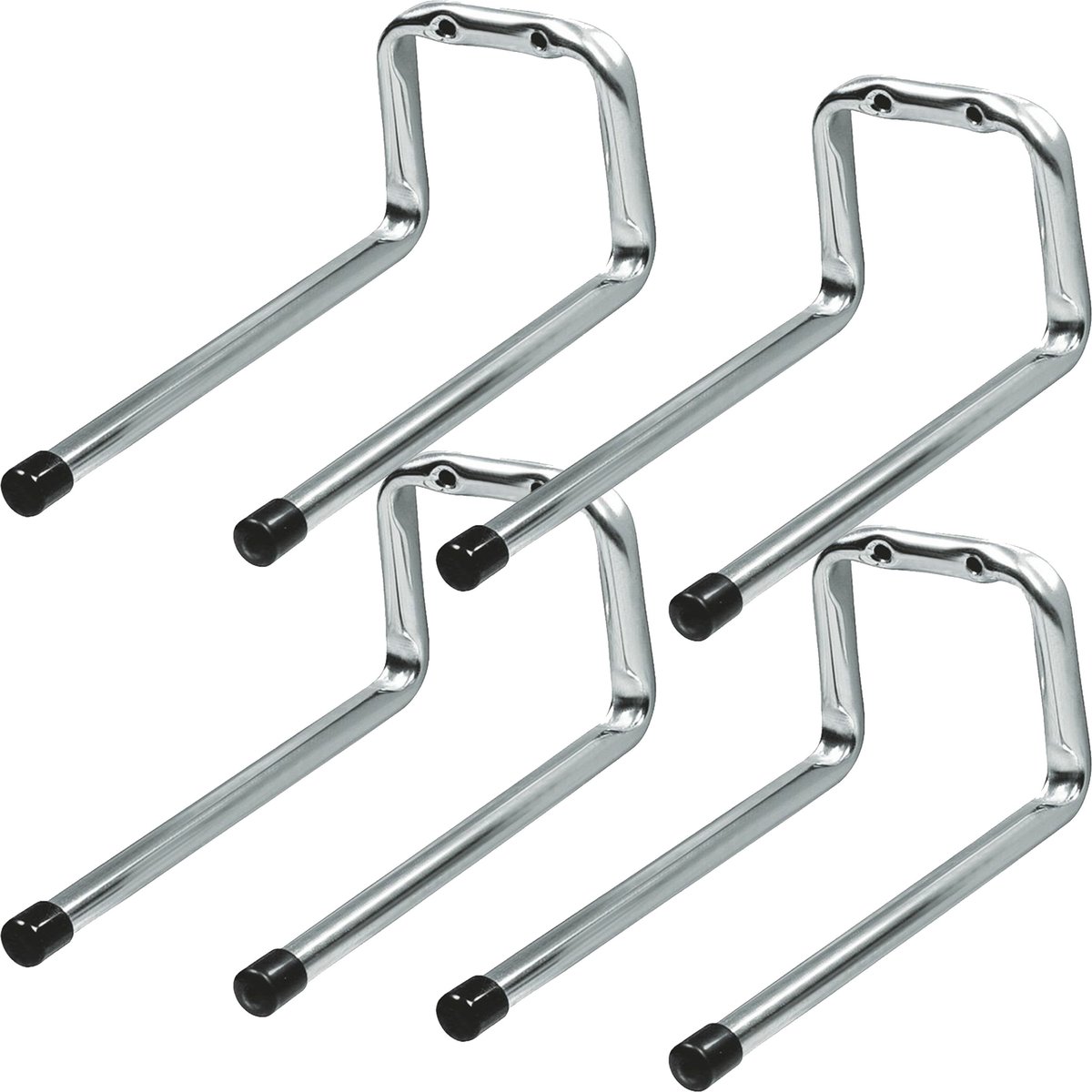 Amig Garage wand/muur ophanghaken - 4x - metaal - zilver - H12 cm x L19 cm