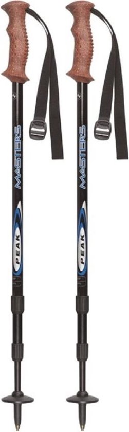 Masters Peak Nordic Walking Stokken - Wandelstokken - Telescopisch Verstelbaar - 135 cm - Anti-shock - Paar - Blauw