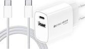 Adaptateur USB C - Chargeur rapide 20 Watts - Câble USB C 1,5M - Distribution de puissance et QC3.0 USB-A - Compatible avec Samsung - Apple iPhone 15 - Apple iPad Pro - Blanc (PSPQ-20CCW)