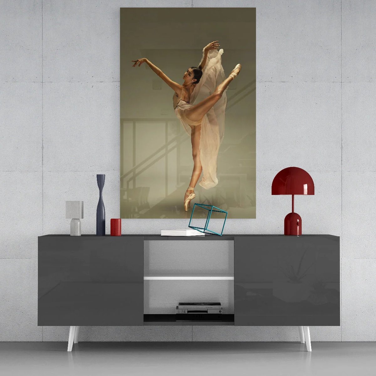 Glasschilderij Vrouw - Ballerina - Wanddecoratie - Schilderij - 72x46 cm - 4 mm