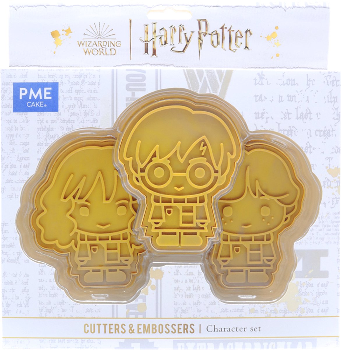 PME Cake Ltd PME Harry Potter Cookie Cutter & Embosser Harry Ron & Hermione Koekjes Uitsteek- en relïef vorm voor fondant marsepein en koekjes