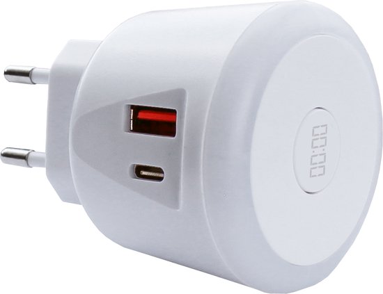 Foto: Ecosavers usb timer charger usb en usb c lader 20w met ingebouwde tijdschakelklok 1 4 uur