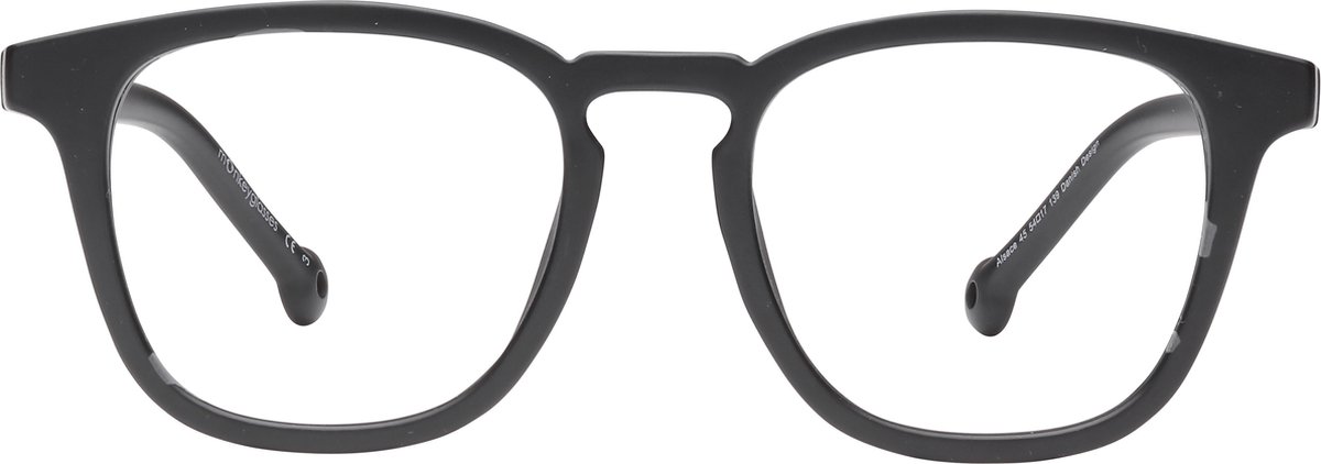 ™Monkeyglasses Alex 45 Matt Black BLC + 1,5 - Leesbril - Blauw Licht Bril - 100% Upcycled - Danish Design