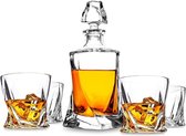 whiskey glazen set - horeca, stijlvolle kristallook, voor bar, cocktails, transparent 5-Pieces Whiskey Decanter and Glasses Set