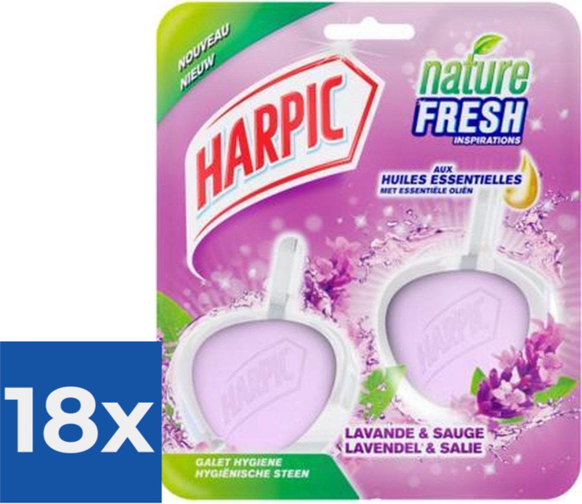 Harpic Toiletreiniger wc-blok Nature Fresh Lavendel & Salie 2 x 40 gr - Voordeelverpakking 18 stuks
