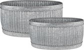 Clayre & Eef Décoration bassine en zinc set de 2 52x25x26 cm Gris Métal Ovale Seau décoratif