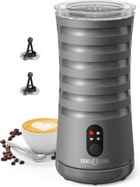 Paris Rhône 4-in-1 elektrische melkopschuimer voor warm en koud melkschuim, automatische antislip melkcontainer, compacte melkopschuimer voor koffie, latte, cappuccino (grijs)