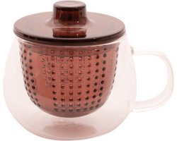 Tasse à thé avec filtre en verre borosilicaté et plastique aubergine 300ml